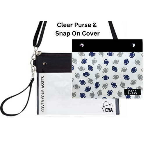 Blue & Gray Ftballs - Wide - Purse & Cover