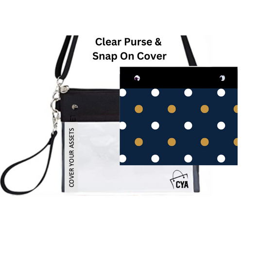 Navy & Gold Dots - Wide - Purse & Cover