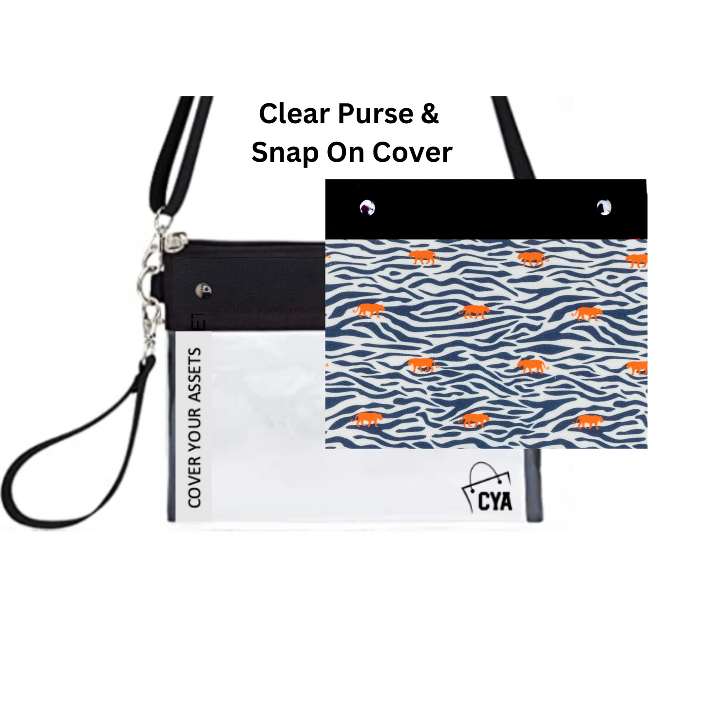 Navy Stripes & Tigers - Wide - Purse & Cover