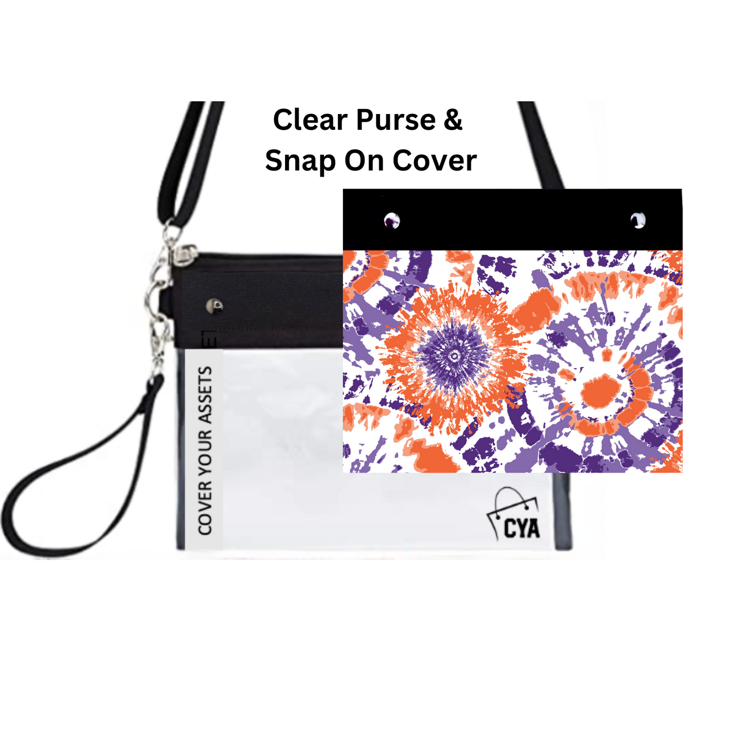 Orange & Purple Tie Dye - Wide - Purse & Cover