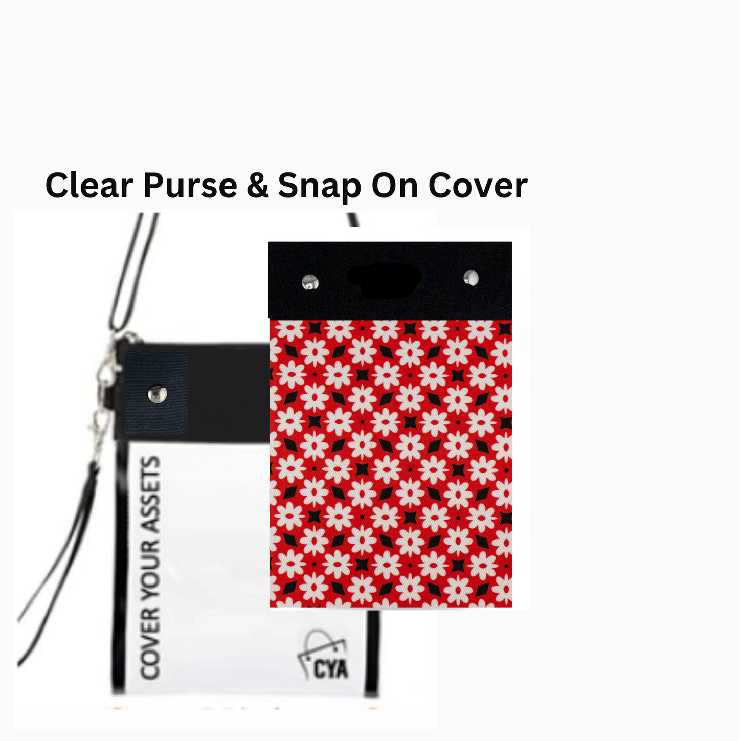 Red, Black & White Flowers - Tall - Purse & Cover