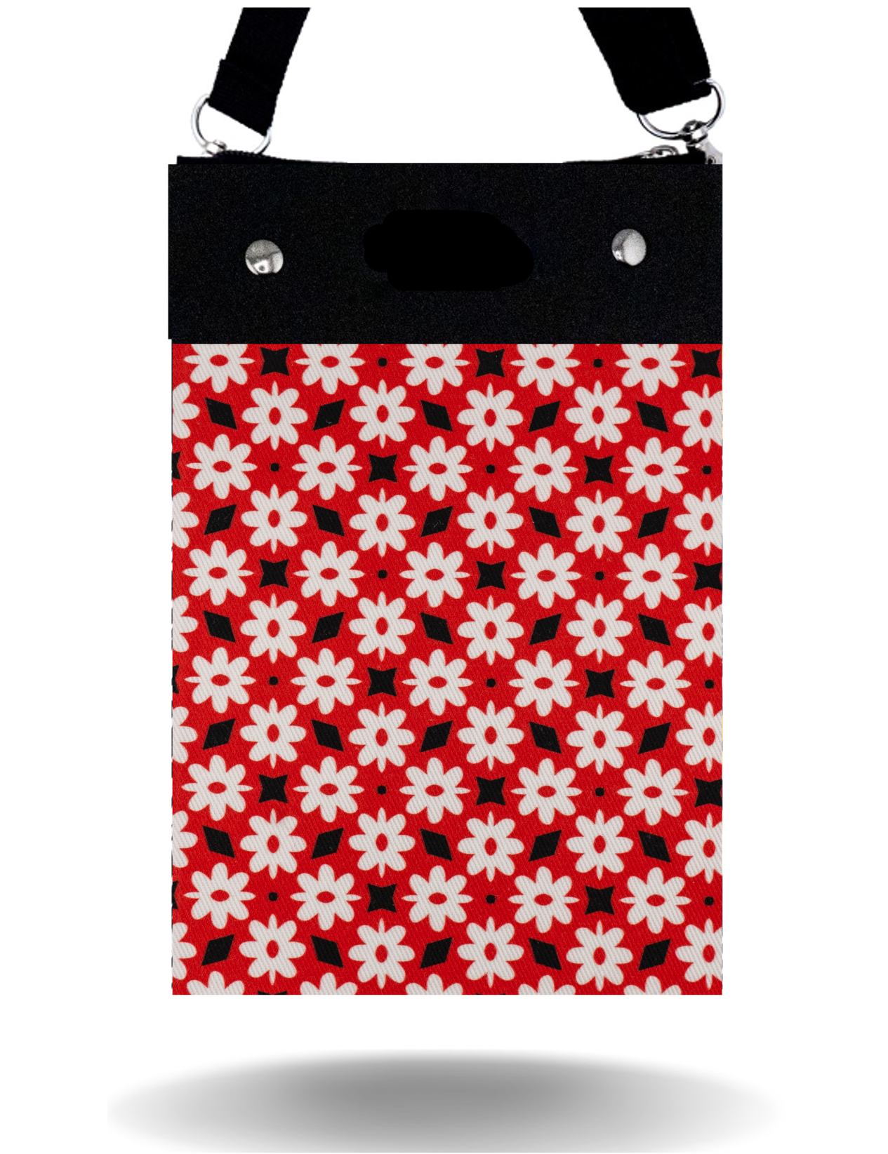 Red, Black & White Flowers - Tall - Purse & Cover