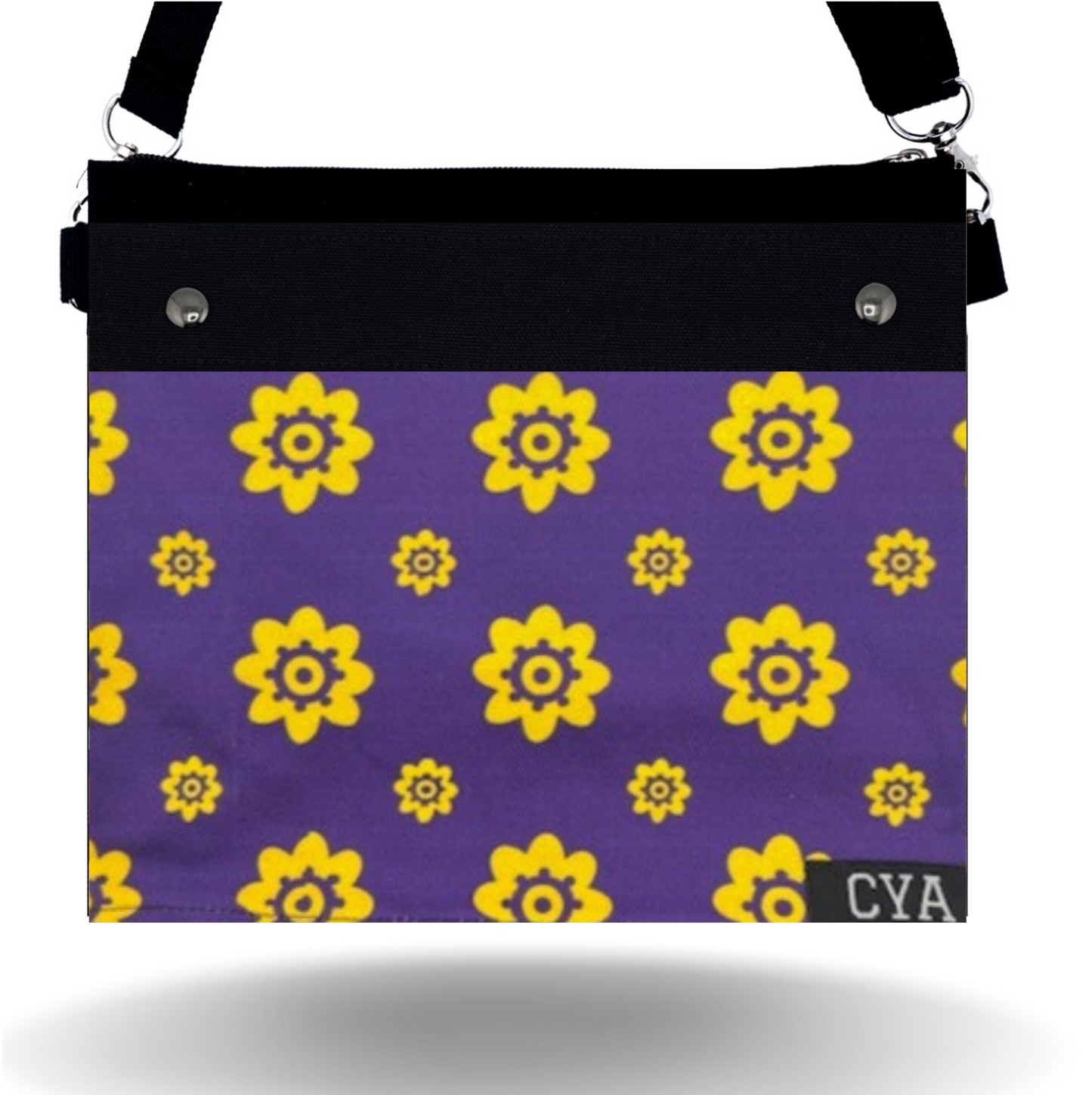Purple & Gold Flowers - Wide - Purse & Cover