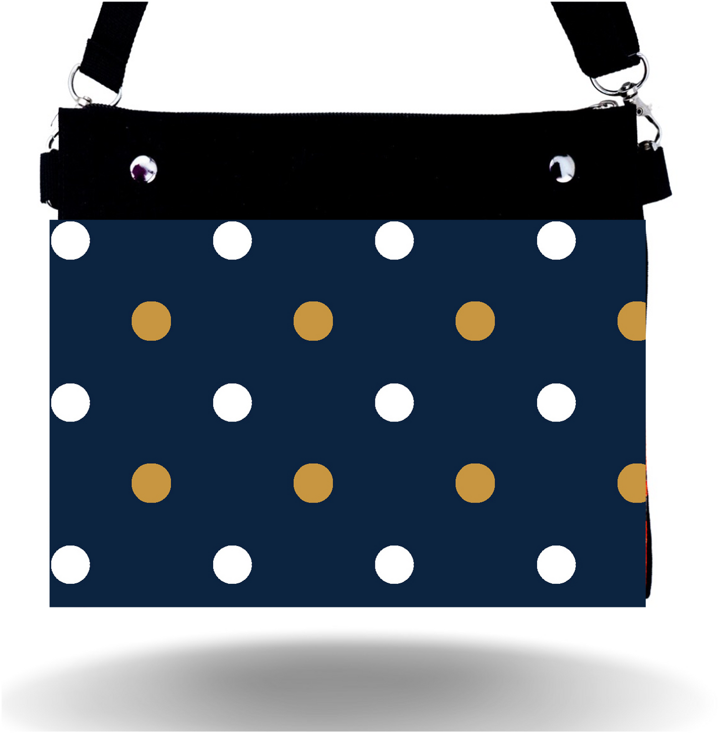 Navy & Gold Dots - Wide - Purse & Cover
