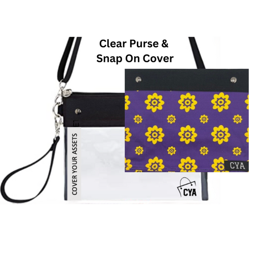 Purple & Gold Flowers - Wide - Purse & Cover