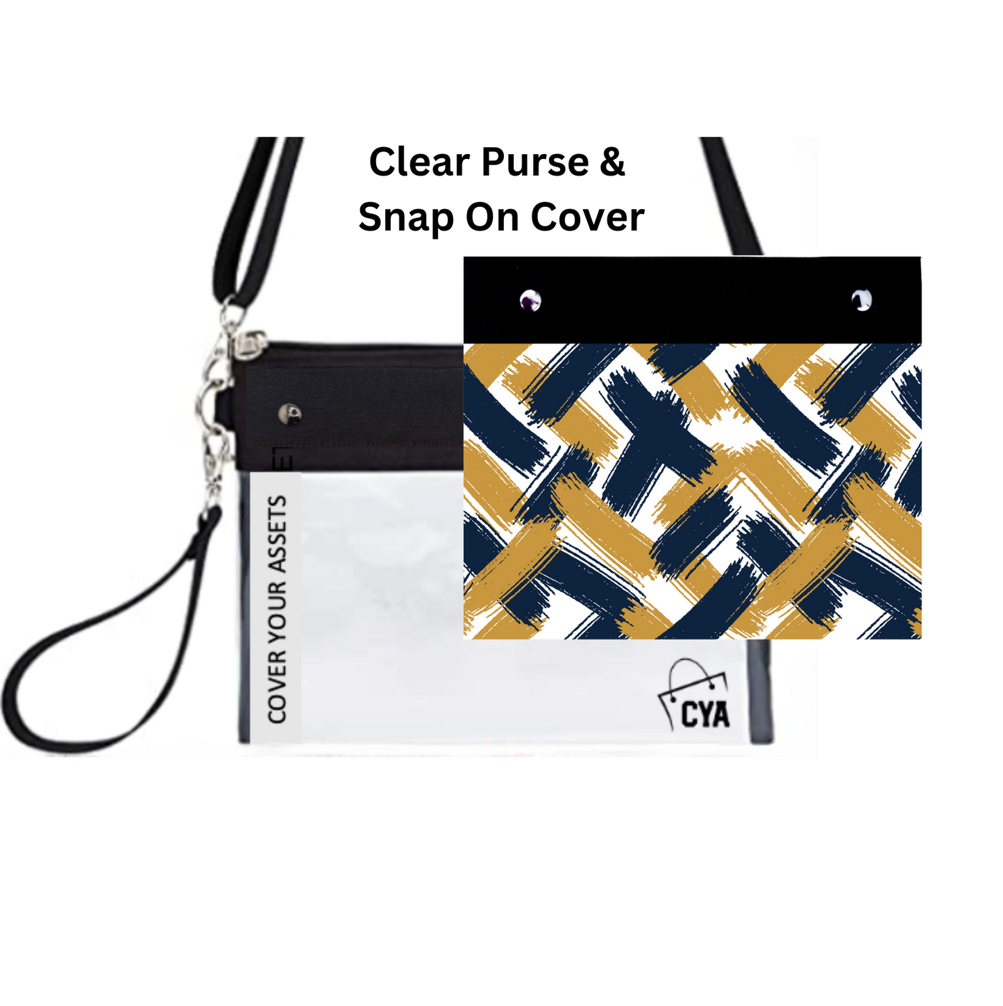 Navy & Gold Abstract - Wide - Purse & Cover