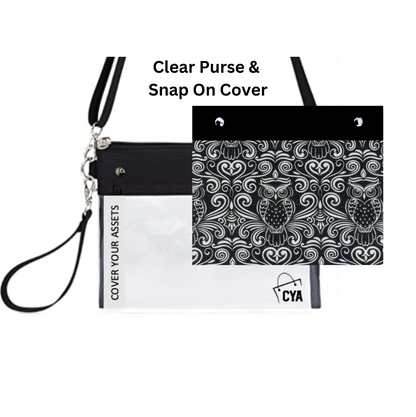 Owls On Black - Wide - Purse & Cover