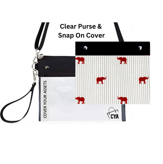 Stripes W Elephants - Wide - Purse & Cover