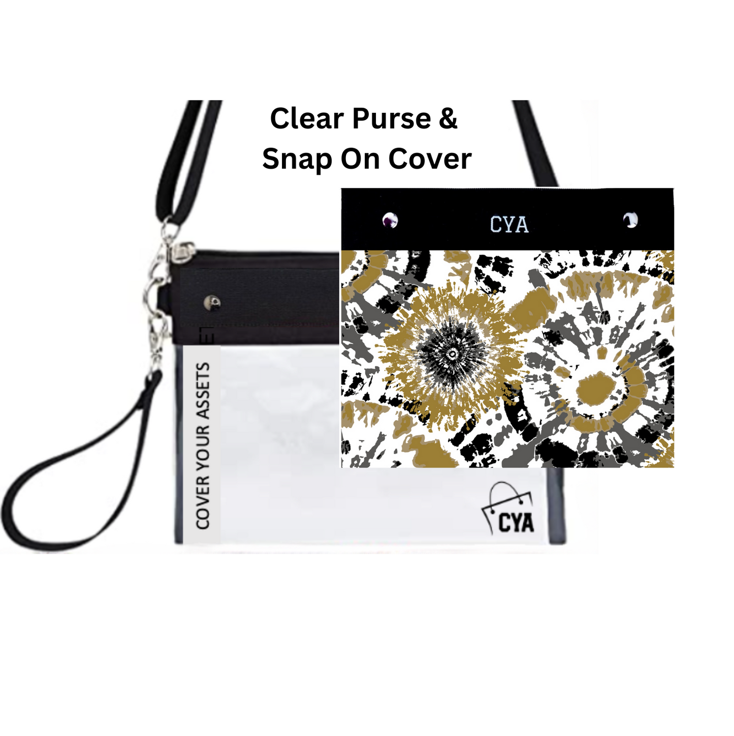 Black & Gold Tie Dye - Wide - Purse & Cover