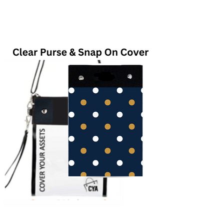 Navy & Gold Dots - Tall - Purse & Cover