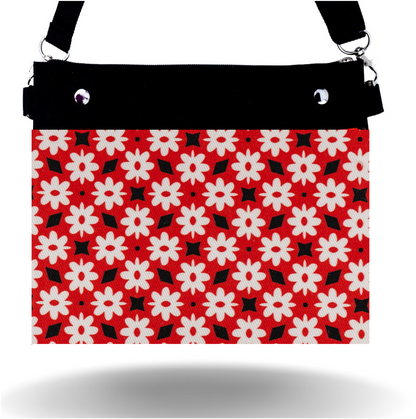 Red, Black & White Flowers - Wide - Purse & Cover