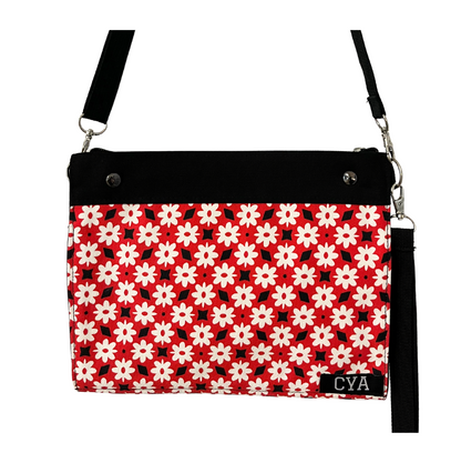 Red, Black & White Flowers - Wide - Purse & Cover