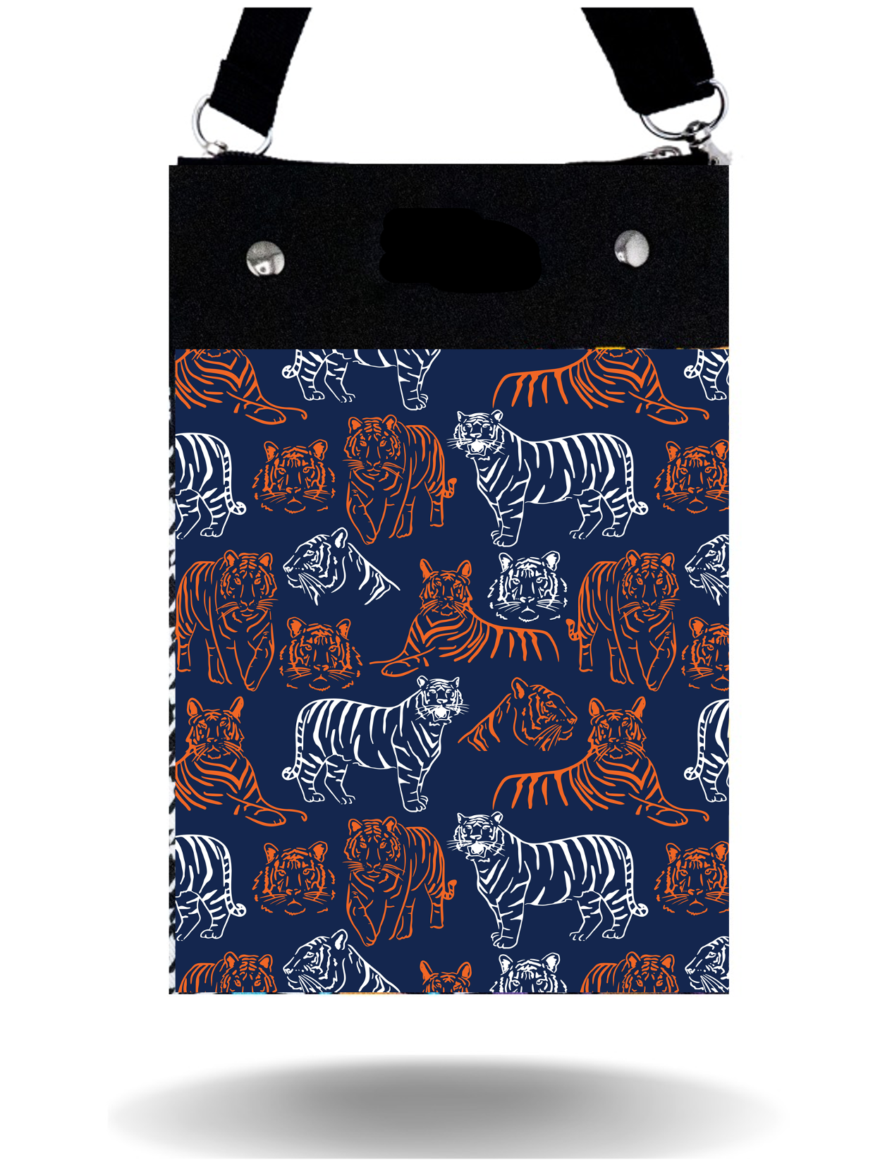 Navy w Wh & Orange Tigers - Tall - Purse & Cover